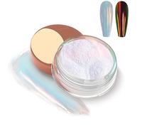 Allstarry Unicorn Chrome Nail Powder, Aurora Mermaid Iridescent White Pearl Nail Chrome Powder Pigment Glitter Fairy Dust for Nail Art, Manicure, Gel Nail Polish - Sunset Field