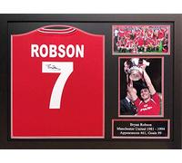 Allstarsignings Bryan Robson signed and Framed Official Retro 1985 MUFC shirt with COA and proof