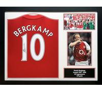 Allstarsignings Dennis Bergkamp Signed and Framed Arsenal 10 Shirt with COA and Proof. Professionally Framed and Ready to Hang. Red