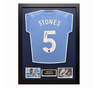 Allstarsignings Framed John Stones Signed Manchester City 2023/24 Home Shirt