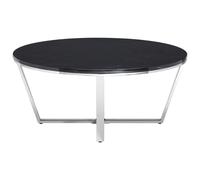 allston black faux marble round coffee table with chrome frame