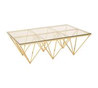 allston clear glass coffee table with prismatic gold frame