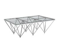 allston clear glass coffee table with prismatic silver frame