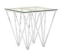 allston clear glass end table with prismatic chrome frame