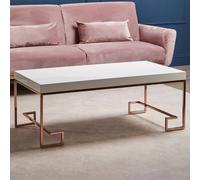 allston white high gloss coffee table with rose gold frame