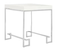 allston white high gloss end table with chrome frame
