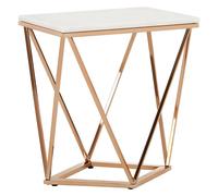 allston white marble end table with rose gold frame