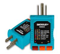 allsun Electrical Receptacle Socket Outlet Analyzer Tester,Standard 95-125 VAC, Circuit Faulty Wiring Detector with 6 Visual LED Indicators,Blue & Black(EM9804)