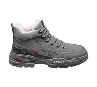 Alltags Ultra-Bequemer BarfußSchuhe Rutschfest Winterstiefel Winter Warm GefüTtert Winterschuhe Fashion Hohe SchnüRschuhe Outdoor Leicht Workout Freizeitschuhe üBergangs Unisex Schuhe, Grey, 6 UK