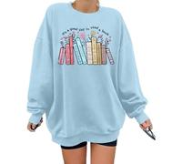 ALLTB Book Sweatshirts Women It’s a Good Day to Read Book Graphic Shirt Bookish Teacher Reading Pullover Long Sleeve Top, Light Blue, L