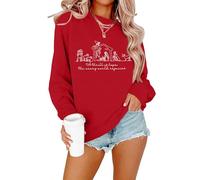 ALLTB Christian Christmas Sweatshirt Women: Christmas Religious Graphic Shirt Xmas Holiday Pullover Tops, Red, Medium