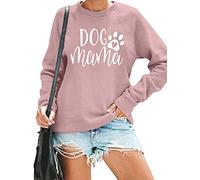 ALLTB Dog Mom Sweatshirt Women Dog Mama Graphic Shirt Cute Paw Shirts Puppy Lover Pullover Casual Long Sleeve Tee Tops, Peach, S