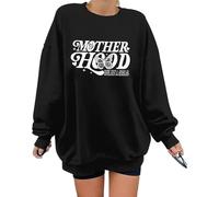 ALLTB Oversized Mama Sweatshirts Women Motherhood Some Days I Rock It Shirt Cool Mom Club Tee Mom Life Long Sleeve Tops, Black, Medium