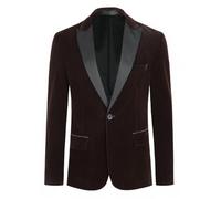 Allthemen Mens 1 Button Suits Blazer Slim Fit Velvet Suit Tuxedo | Mens Single Breasted Vintage Elegance Suit Jacket Lightweight Comfortable Smart Casual Blazer for Wedding Dinner