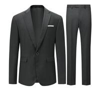 Allthemen Mens 2 Piece Suit 1 Button Business Blazer Trouser | Mens Slim Fit Suit Set Single Breasted Smart Casual Suits Solid Color Elegant for Wedding Formal Dinner