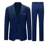 Allthemen Mens 2 Piece Suit 1 Button Business Blazer Trouser | Mens Slim Fit Suit Set Single Breasted Smart Casual Suits Solid Color Elegant for Wedding Formal Dinner