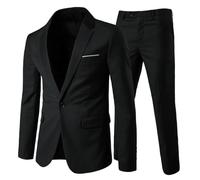 Allthemen Mens 2 Piece Suit 1 Button Business Blazer Trouser | Mens Slim Fit Wedding Dress Suits Single Breasted Casual Smart Suits Classic Lightweight Suits Set for Spring Autumn