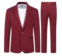 Allthemen Mens 2 Piece Suit 1 Button Suit Jacket Trousers | Mens Business Casual Single Breasted Suit Set Slim Fit Solid Smart Classic Suit Blazer Trousers for Wedding Dinner