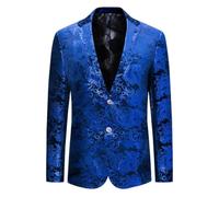 Allthemen Men's Casual Blazer Paisley Jacquard Suit Jackets Slim Fit Floral Print Stylish Blazer Coats Chic Jackets, Blue 73, 4XL