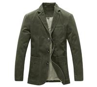 Allthemen Mens Casual Blazer Slim fit Long Sleeve Jacket Washed Cotton 3-Button Casual Suits Blazer Jackets, XL, Army Green (3 Button)