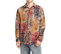 Allthemen Mens Casual Printed Shirts Long Sleeve Paisley Funky Printed Linen Shirt Button Down Dress Shirt Tops Unique Pattern, Cs5, L