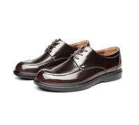 Allthemen Mens Lace-Up Shiny Leather Dress Shoes Oxford Brogue Derby Business Formal Shoes Brown 8.5 UK