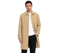 Allthemen Mens Lapel Trench Coat Mid Length Windproof Overcoat Khaki M