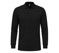 Allthemen Men's Long Sleeve Poloshirt V Neck Jumpers Breathable Classic Pullover Top Lightweight Black XXL