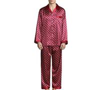 Allthemen Mens Pyjamas Geometric Print Long-sleeved Pajamas for Men Sleepwear Two Pieces Thin Pyjama Set Type 12 3XL