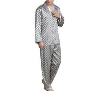 Allthemen Mens Pyjamas Geometric Print Long-sleeved Pajamas for Men Sleepwear Two Pieces Thin Pyjama Set Type 16 XL