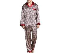 Allthemen Mens Pyjamas Geometric Print Long-sleeved Pajamas for Men Sleepwear Two Pieces Thin Pyjama Set Type 11 3XL