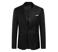 Allthemen Mens Slim Fit Blazer Formal Business Suit Jackets Single Breasted 1 Button Wedding Tuxedo Smart Blazer Black S