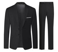 Allthemen Mens Suits 2 Piece Regular Fit Business Formal Suit Two Buttons Wedding Suit Blazer Trousers Black XXL