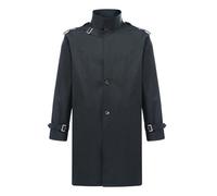 Allthemen Mens Trench Coat Mid Length Business Lapel Jacket Lightweight Windproof Overcoat for Spring Autumn Navy Blue L