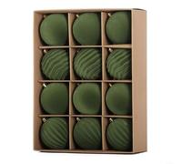 Allthingstore 12pcs Flocked For Christmas Balls For DIY Decorating, For Creating Cozy And Stylish Holiday Arrangements On For Christmas Trees And Various Festive Displays(6cm green)