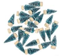 Allthingstore 24Pcs Mini Christmas Trees Tabletop Decorations with Snowy Pine Design for DIY Crafts, Festive Ornament Displays and Holiday Village Scenes(Blue)