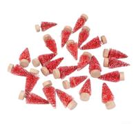Allthingstore 24Pcs Mini Christmas Trees Tabletop Decorations with Snowy Pine Design for DIY Crafts, Festive Ornament Displays and Holiday Village Scenes(Red)