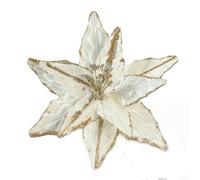 Allthingstore 30cm Artificial Poinsettia Christmas Flowers 30cm Cloth Glitter Holiday Decoration for Tree Wreath Garland Table Centrepiece Seasonal Décor(White)