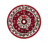 Allthingstore 90cm Christmas Tree Skirt in Polyester with Cute Cartoon Design for Holiday Decor Under Xmas Trees in Living Room(A)