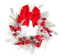 Allthingstore Artificial 16 Inch Pre-Lit Christmas Wreath Featuring 20 LED Lights, Lifelike Branches and Fire-Resistant Design for Door, Window or Fireplace Festive Decorations