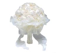 Allthingstore Artificial Bridal Bouquet With Silk Cloth Flowers For Weddings, Crafted To Stay Fresh And Attractive Throughout The Event And Photo(White)