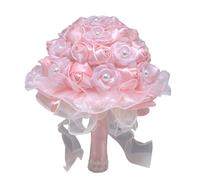 Allthingstore Artificial Bridal Bouquet With Silk Cloth Flowers For Weddings, Crafted To Stay Fresh And Attractive Throughout The Event And Photo(pink)