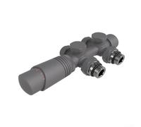 Allthingstore Brass H-Type Thermostatic Radiator Valve Kit with G1/2 Thread for 50mm Dual Pipe Connections, 7-Level Temperature Control 0-28°C(Grey)