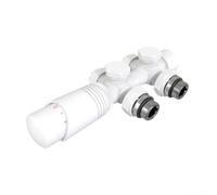 Allthingstore Brass H-Type Thermostatic Radiator Valve Kit with G1/2 Thread for 50mm Dual Pipe Connections, 7-Level Temperature Control 0-28°C(White)