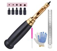 Allthingstore Brass Screw Punch With Wooden Handle 6 Sizes Drill Tips 4/3.5/3/2.5/2/1.5mm Leather Hole Punch Tool For Paper Crafting Rubber