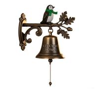Allthingstore Christmas Cast Iron Welcome Doorbell with Festive Characters Including Penguin, Reindeer, Snowman or Santa, Rustic Bronze Finish for Holiday(D penguin)
