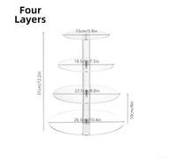 Allthingstore Clear Acrylic Cake Tower 4 Plates 50 Cupcake Capacity(2) | for crystal clear 4mm thick plates, construction, scratch resistant, elegant display, anniversary decor