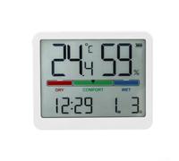 Allthingstore Digital LCD Alarm Clock with Temperature and Humidity Monitor, Wall-Mountable Electronic Thermometer Hygrometer for Home Office Bedroom(white)