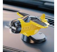 Allthingstore Energy Efficient Rotating Aircraft Ornament Solar Powered Propeller Fighter for Vehicles (Yellow)