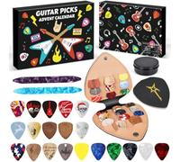 Allthingstore Guitar Pick Advent Calendar 2025 with 24-Day Countdown Featuring 20 Celluloid and Wooden Picks in Thin Medium and Heavy for Guitarists